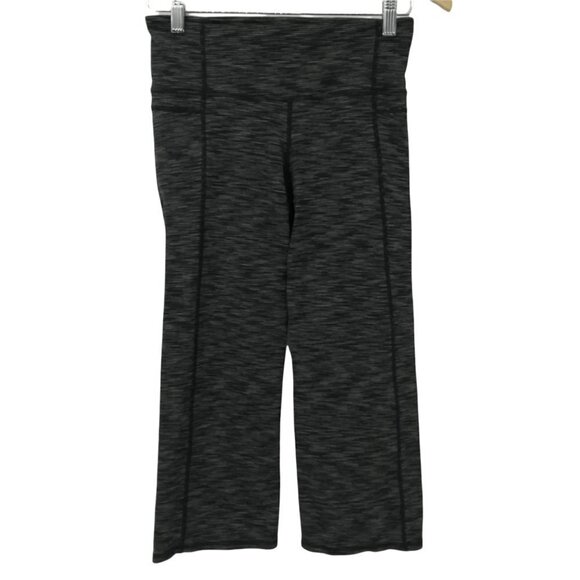 Athleta Power Up Capri Pants Size S Black Gray Space Dye Leggings Workout Crop - Picture 1 of 9